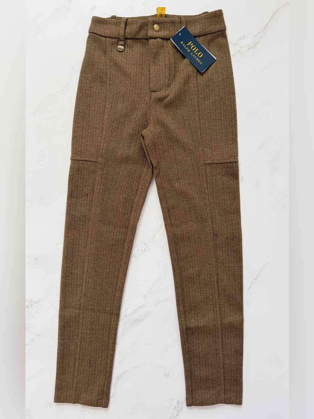Polo Ralph Lauren Girls Size 7 Brown Herringbone Cargo Pants NWT